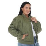 Plus Size Quilted Zip-Front Bomber Jacket
