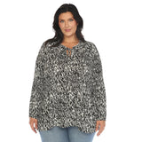 Women's Printed Peasant Blouse - Plus