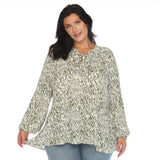 Women's Printed Peasant Blouse - Plus