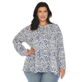 Women's Printed Peasant Blouse - Plus