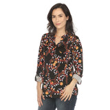 Women's Paisley Button Front Tunic Top