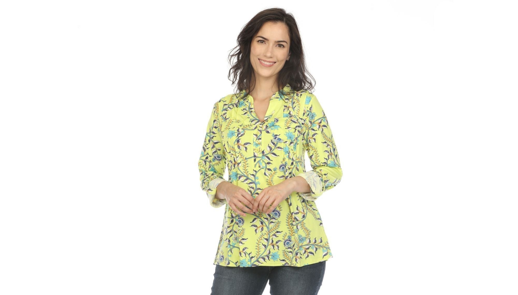 Women's Paisley Button Front Tunic Top