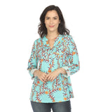 Women's Paisley Button Front Tunic Top