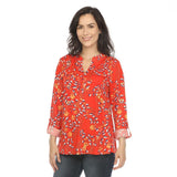 Women's Paisley Button Front Tunic Top
