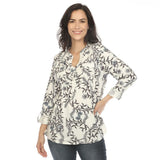 Women's Paisley Button Front Tunic Top