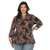 Paisley Button Front Tunic Top - Plus