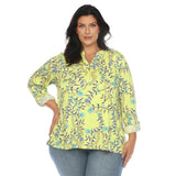 Paisley Button Front Tunic Top - Plus