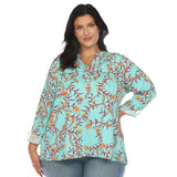 Paisley Button Front Tunic Top - Plus