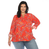 Paisley Button Front Tunic Top - Plus