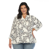 Paisley Button Front Tunic Top - Plus