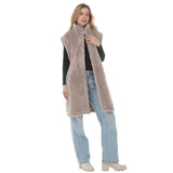 Women's Long Plush Button-Front Vest