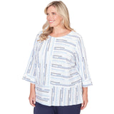 Alfred Dunner Spliced Jacquard Stripe Top - Plus