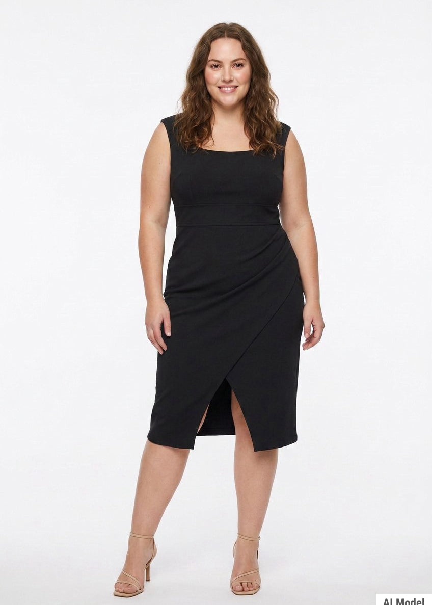 Sleeveless Square Neck Sheath Dress, Plus – Dressbarn