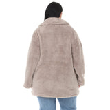 Plus Size Long Plush Button-Front Coat