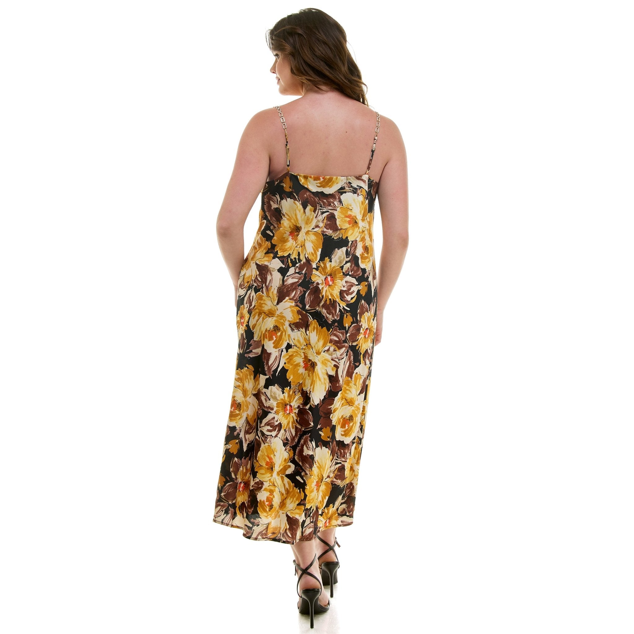 Detachable Chain Trim Strap Cowl Neck Dress, Gold/Olive/Ivory - Plus Dressbarn Detachable Chain Trim Strap Cowl Neck Dress, Gold/Olive/Ivory - Plus Dressbarn