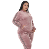 Plus Size Velour Zip-Front Jacket & Jogger Pants Set