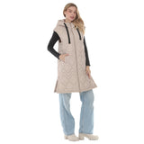 Women's Hooded Quilted Longline Puffer Vest