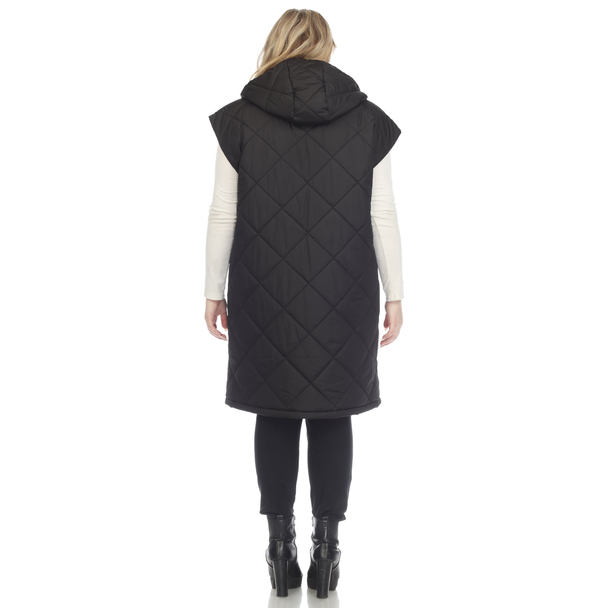 Diamond Quilted Hooded Puffer Vest - Plus - DressbarnVests