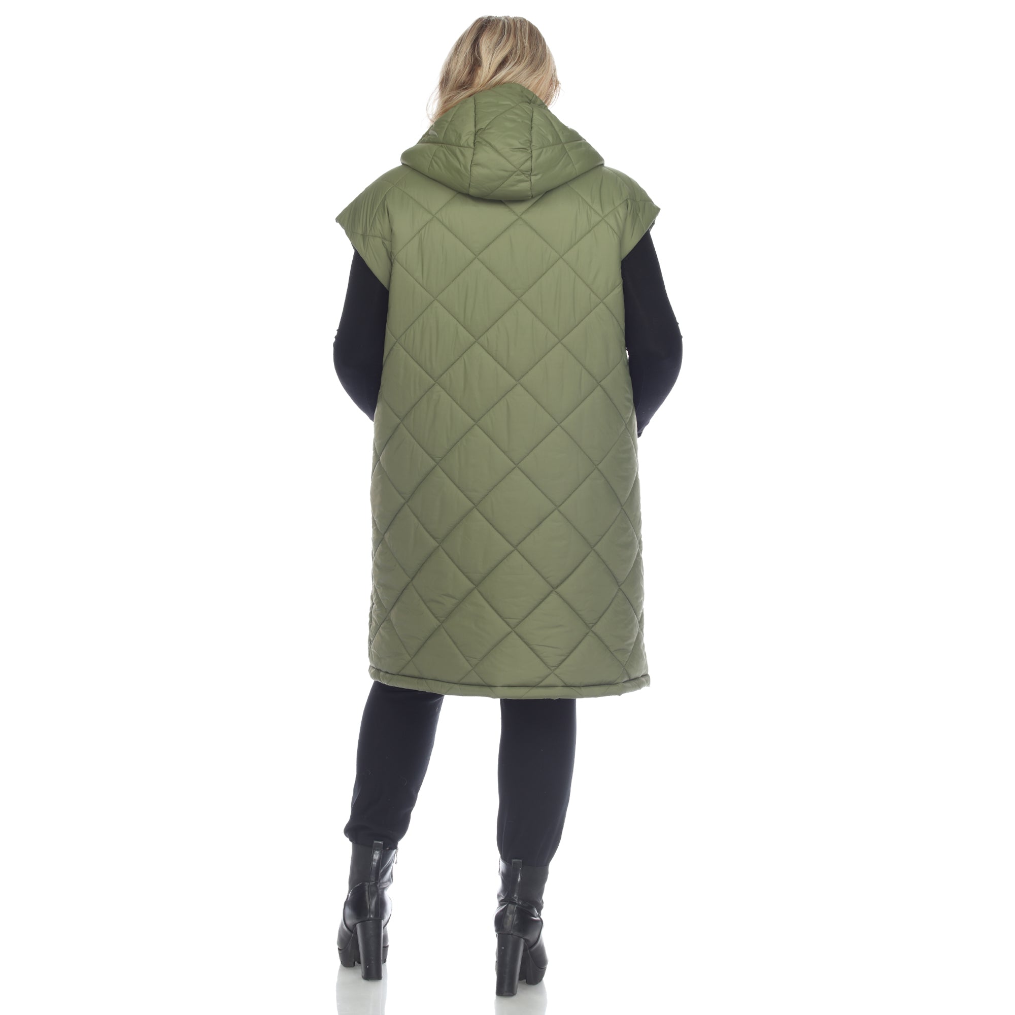 Diamond Quilted Hooded Puffer Vest - Plus - DressbarnVests