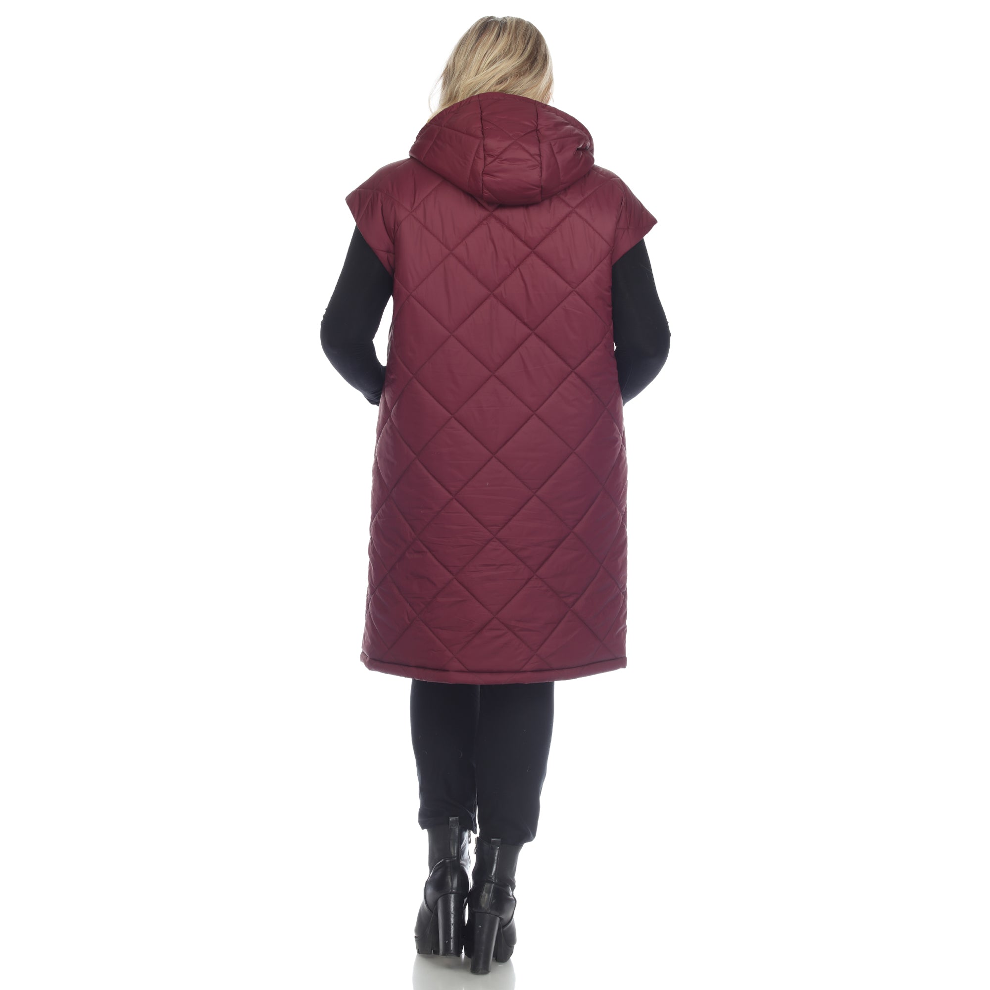 Diamond Quilted Hooded Puffer Vest - Plus - DressbarnVests