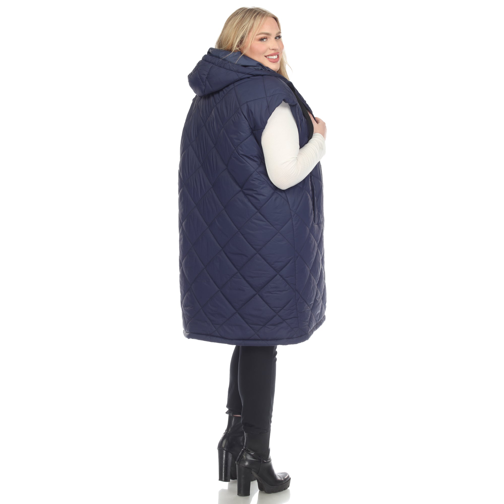 Diamond Quilted Hooded Puffer Vest - Plus - DressbarnVests