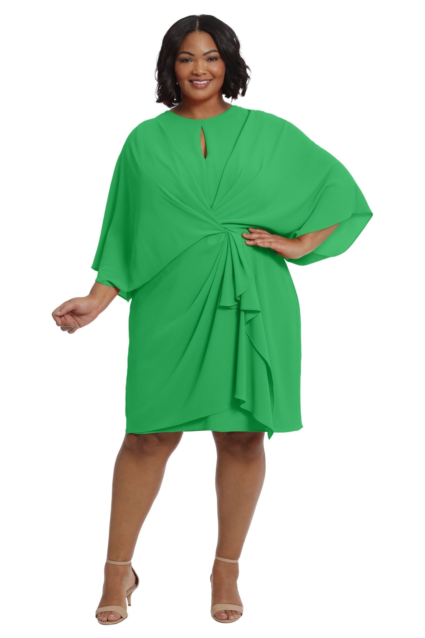 Draped Dress With Keyhole And Front Appendage - Plus - DressbarnDresses
