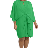 Draped Dress With Keyhole And Front Appendage - Plus - DressbarnDresses