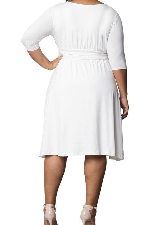 Draped in Class Cowl Neck Dress - Plus - DressbarnKnee Length & Midi Dresses
