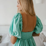 Dreamy Tosca Shirred Back Linen Midi Dress - DressbarnClothing
