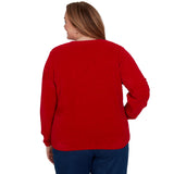 Alfred Dunner Cable Pullover Chenille Sweater - Red - Plus