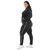 Plus Size Velour Zip-Front Jacket & Jogger Pants Set