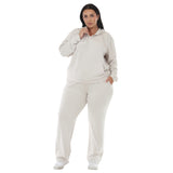 Plus Size Hooded Pullover and Straight-Leg Pants Set