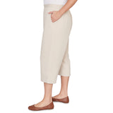 Alfred Dunner Solid Twill Button Hem Capri Pant - Plus