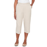 Alfred Dunner Solid Twill Button Hem Capri Pant