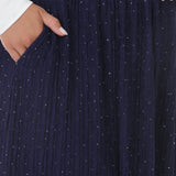 Plus Size Rhinestone Embellished A-Line Maxi Skirt