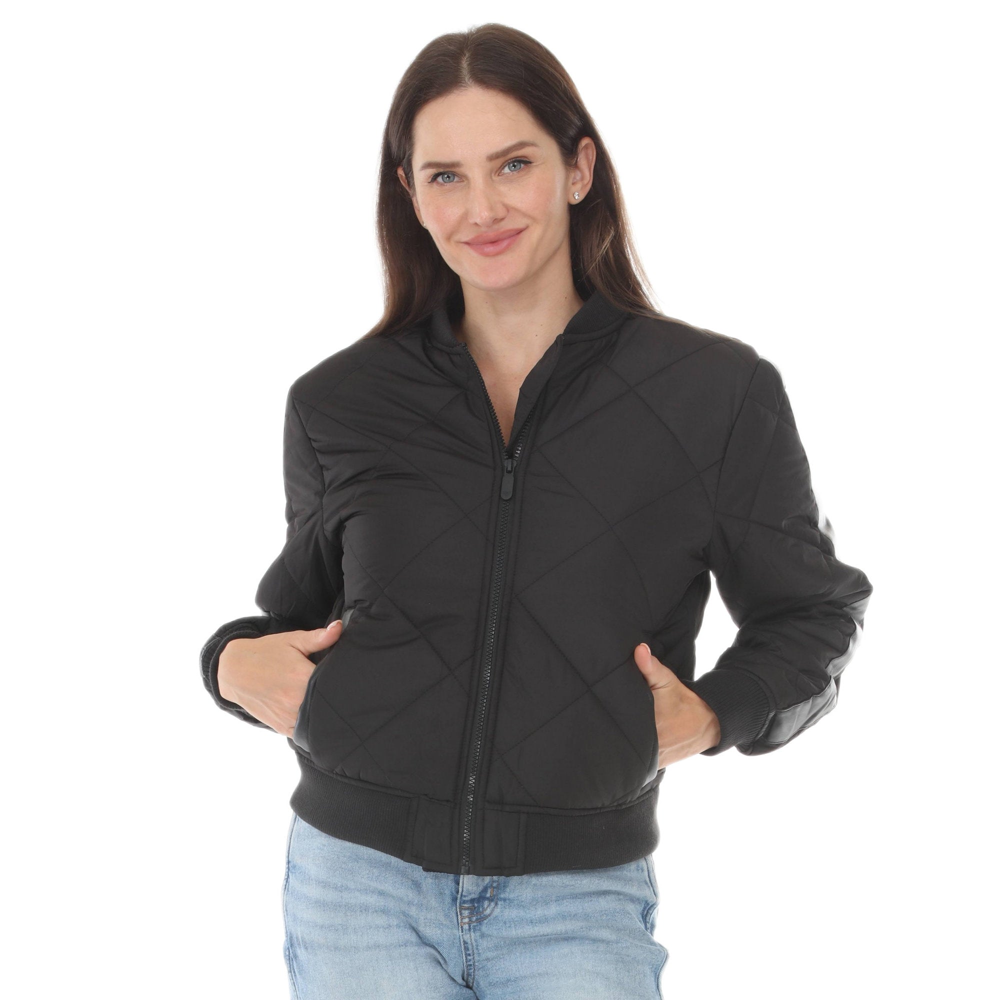 Women's Quilted Zip-Front Bomber Jacket