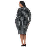 Plus Size Polka Dot Sweater Midi Skirt Set