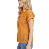 NY Collection Short Sleeve Eyelet Blouse