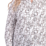 NY Collection Plus Size 3/4 Sleeve Roll Tab Foil Print Blouse