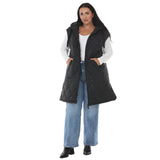 Plus Size Hooded Quilted Longline Puffer Vest