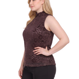 NY Collection Plus Size Sleeveless Velvet Mock Neck