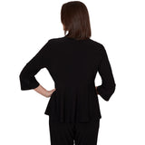 Alfred Dunner Light Open Crepe Cardigan Top - Black