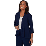 Alfred Dunner Light Open Crepe Cardigan Top - Navy