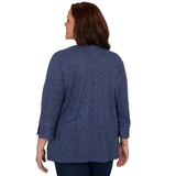 Alfred Dunner Spliced Texture Metallic Studded Top - Denim - Plus
