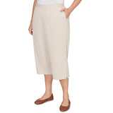 Alfred Dunner Solid Twill Button Hem Capri Pant - Plus