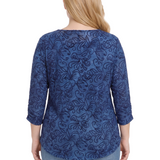 NY Collection Plus Size 3/4 Sleeve Flocked Knit Pullover Top