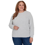 Alfred Dunner Cable Pullover Chenille Sweater - Grey - Plus