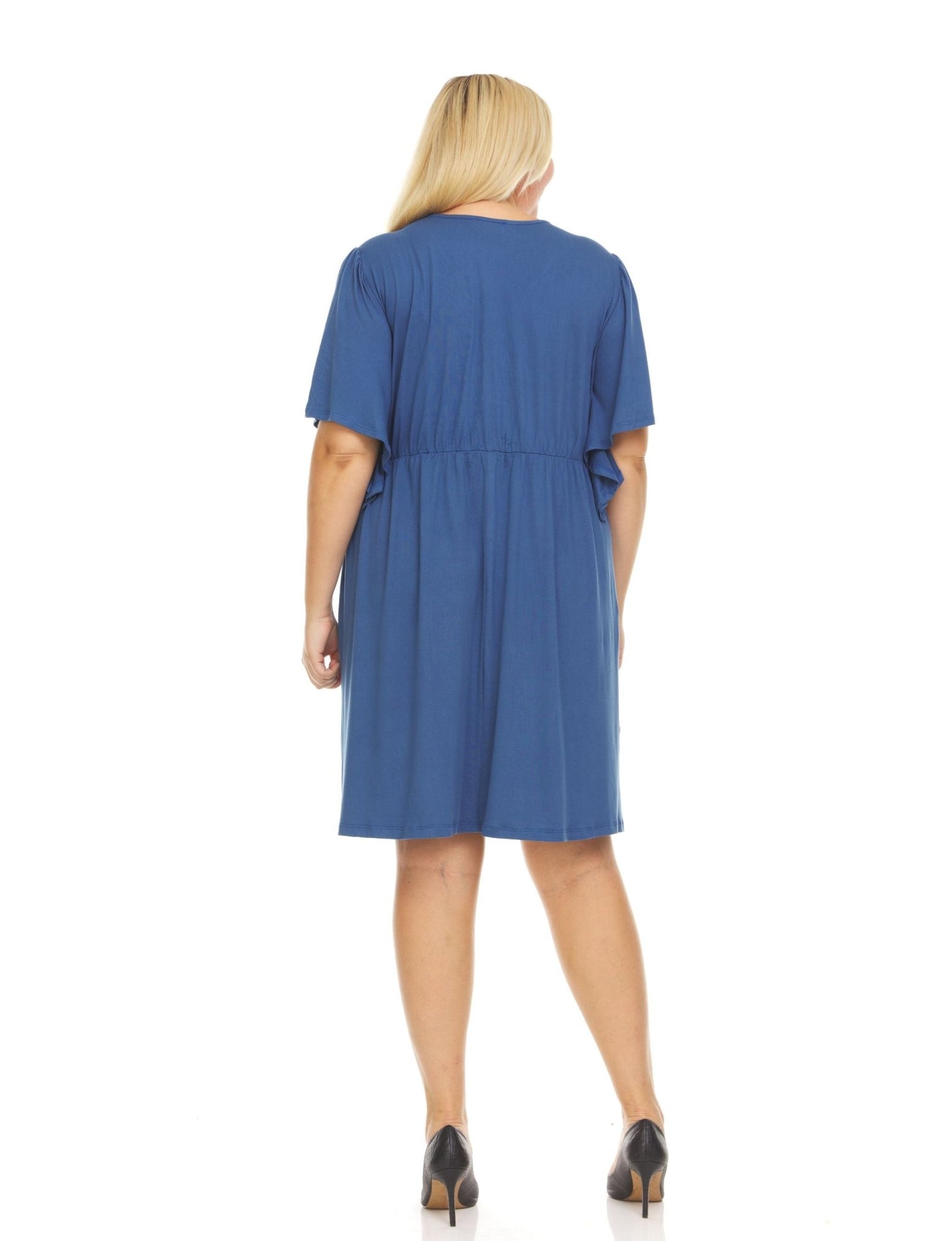 Elbow Length Flutter Sleeve Below The Knee With A Surplice VNeck Fron
