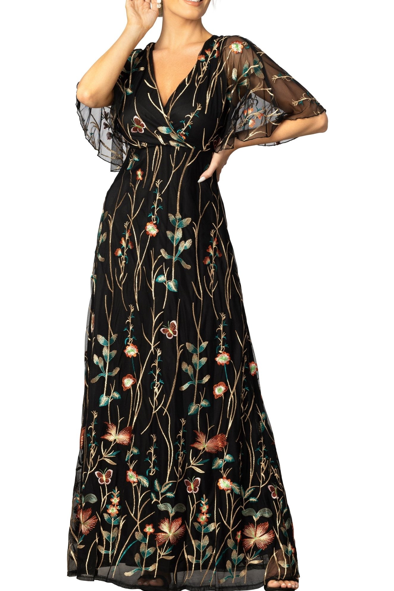 Embroidered Elegance Evening Gown - DressbarnDresses