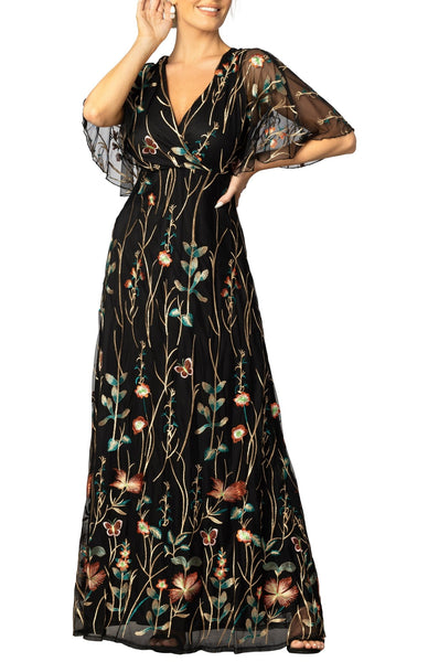 sachin and babi light blue dress Kiyonna Women's Embroidered Elegance Evening Gown with Sleeves